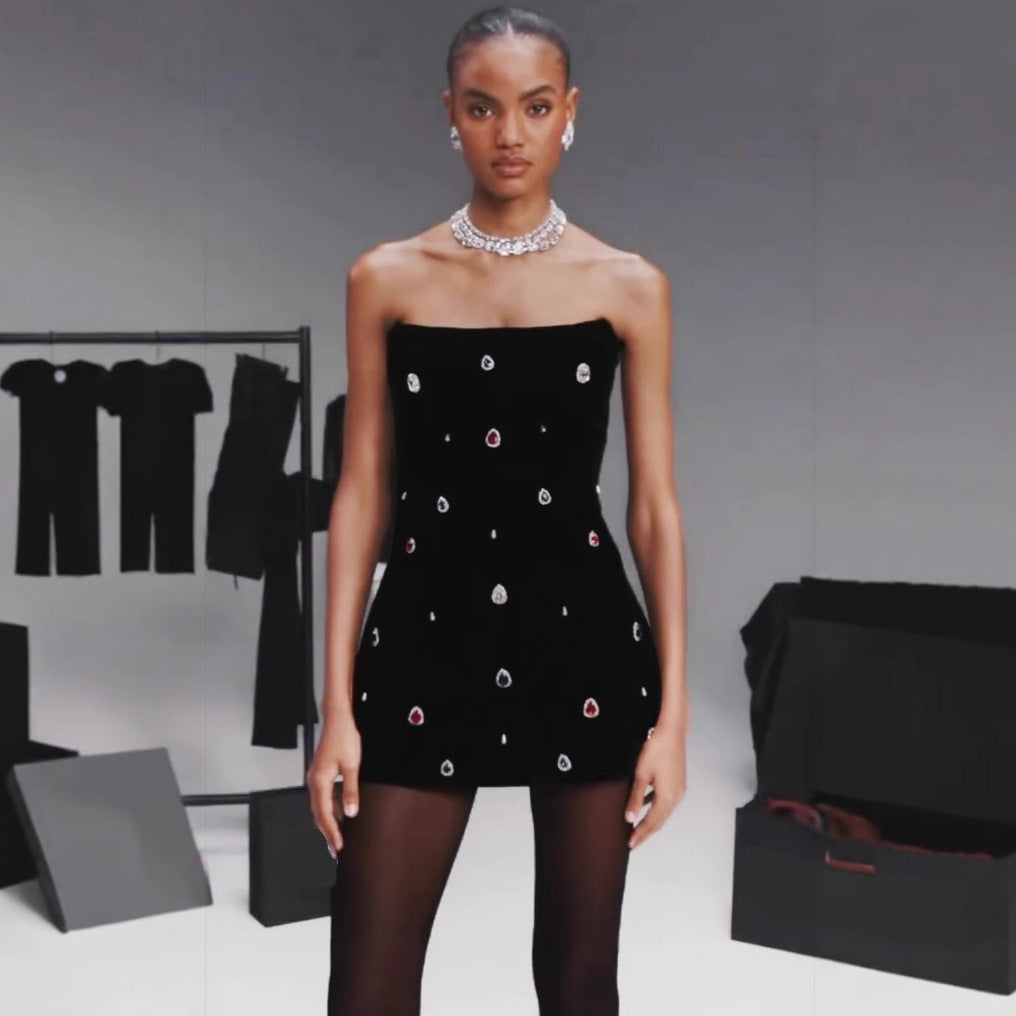 European And American Style Diamond Bandage Dress Aclosy