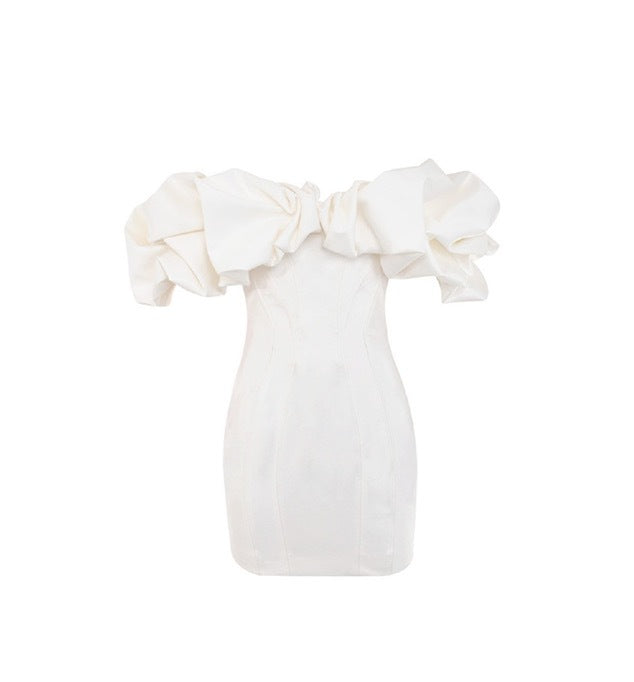 Ruffle One-Shoulder Tube Top Halter Dress Aclosy