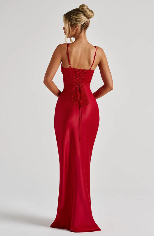 Aleka Perfect Corset Red Maxi Dress