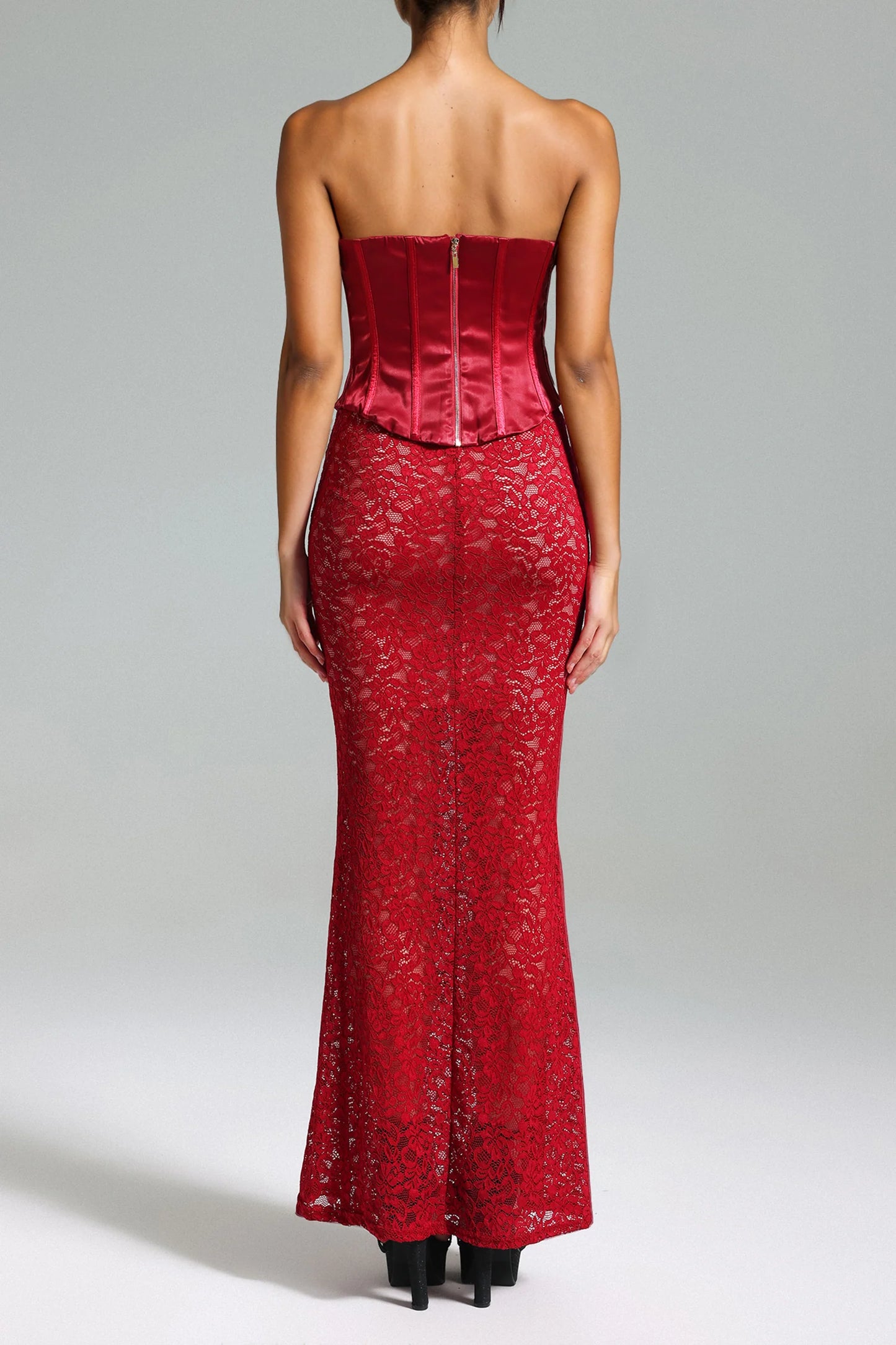 Athena Lace Cutout Mesh Dress