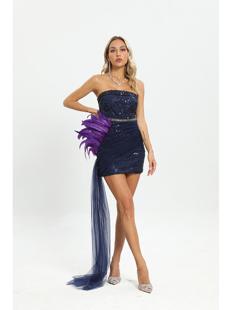 purple tube top dress The Black and purple tube top slim dress