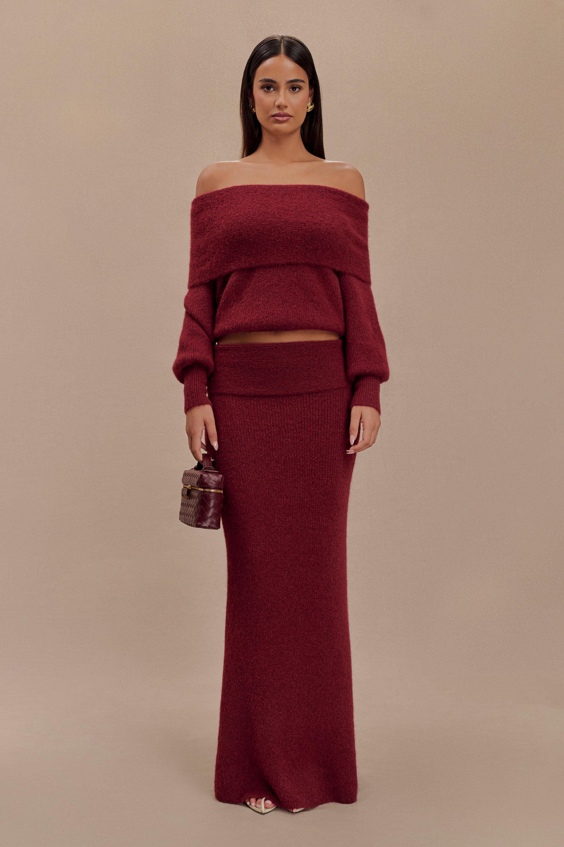 Athena Elegant Burgundy Dress-Set  Aclosy