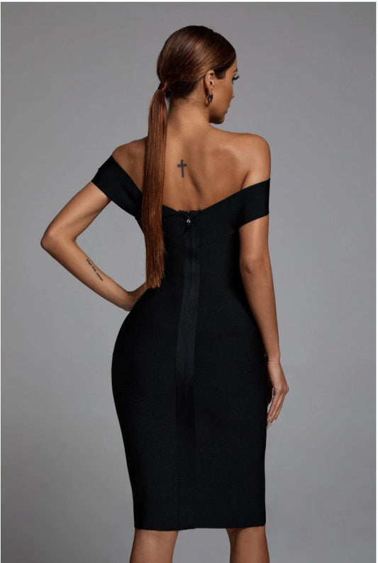 Black Slim Fit Bandage Dress Fashion aclosy
