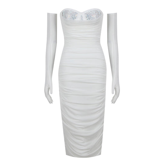 New Fashion Temperament Mesh Stitching Bandage Suspender Dress aclosy