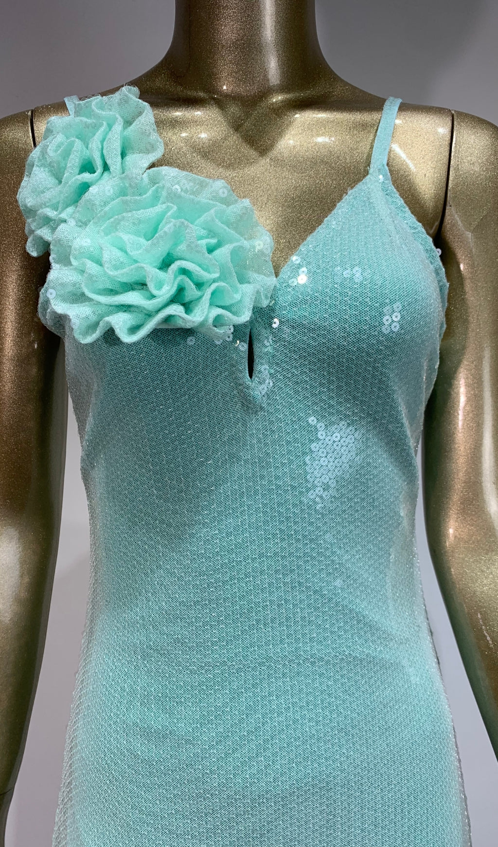 Cherka Mint Green Sequin Sling Party Dress