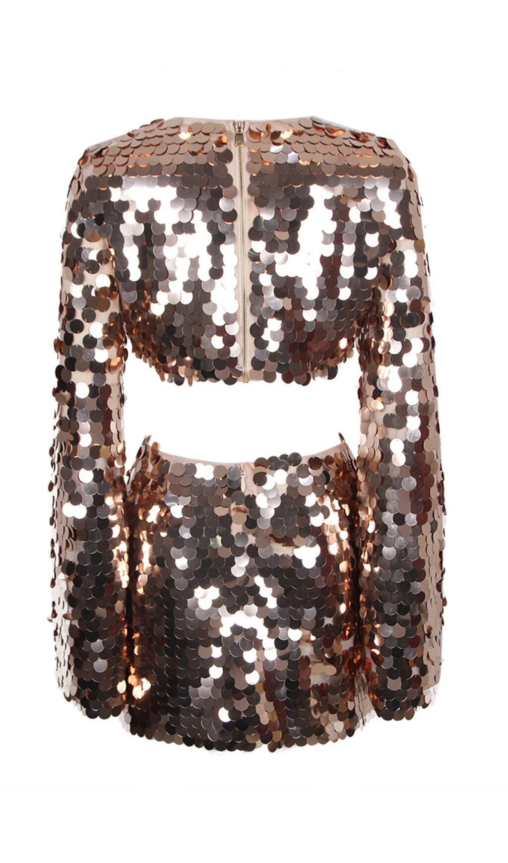 Sweet And Spicy Women's Long Sleeve Round Neck Sexy Large Sequined Evening Dress aclosy