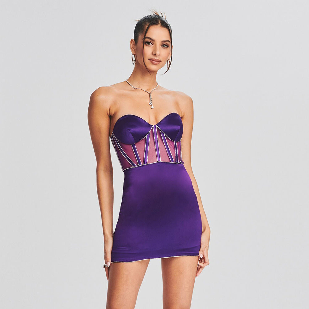 mini purple corset dress Azazie Prom and Party Dress Light Purple Mini Mermaid Wrap Corset Lace Lace Up Graduation Dress UK