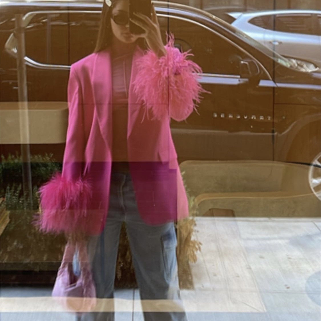 Women's Temperament Fashion Feather Decorated Suit Jacket aclosy