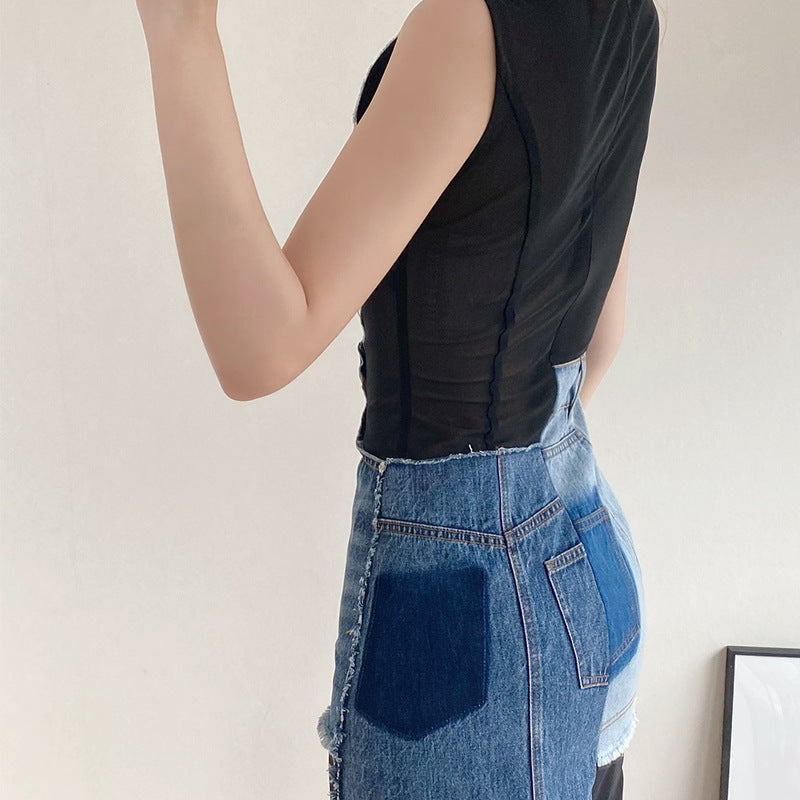 Women's Fashionable Round Neck Mini Dress aclosy