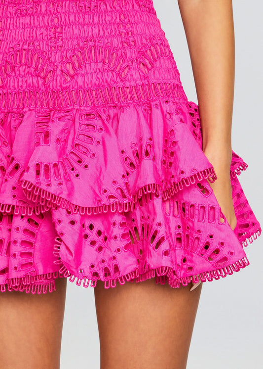 New Fashion Elegant Design Elastic Waist Ruffled Waist Slimming Embroidered Strapless Dress Women Aclosy