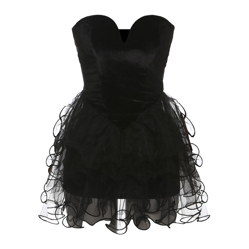 PERCIA STRAPLESS BLACK MINI DRESS