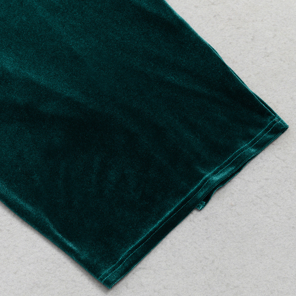 Bubble Long Sleeve Hollow Velvet Dress aclosy