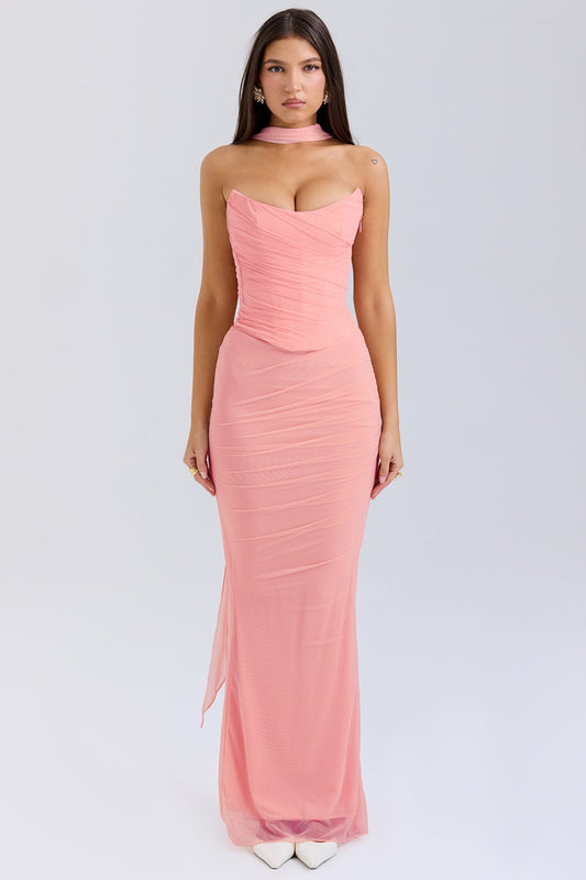 CASSIA CORSET MAXI DRESS-PINK