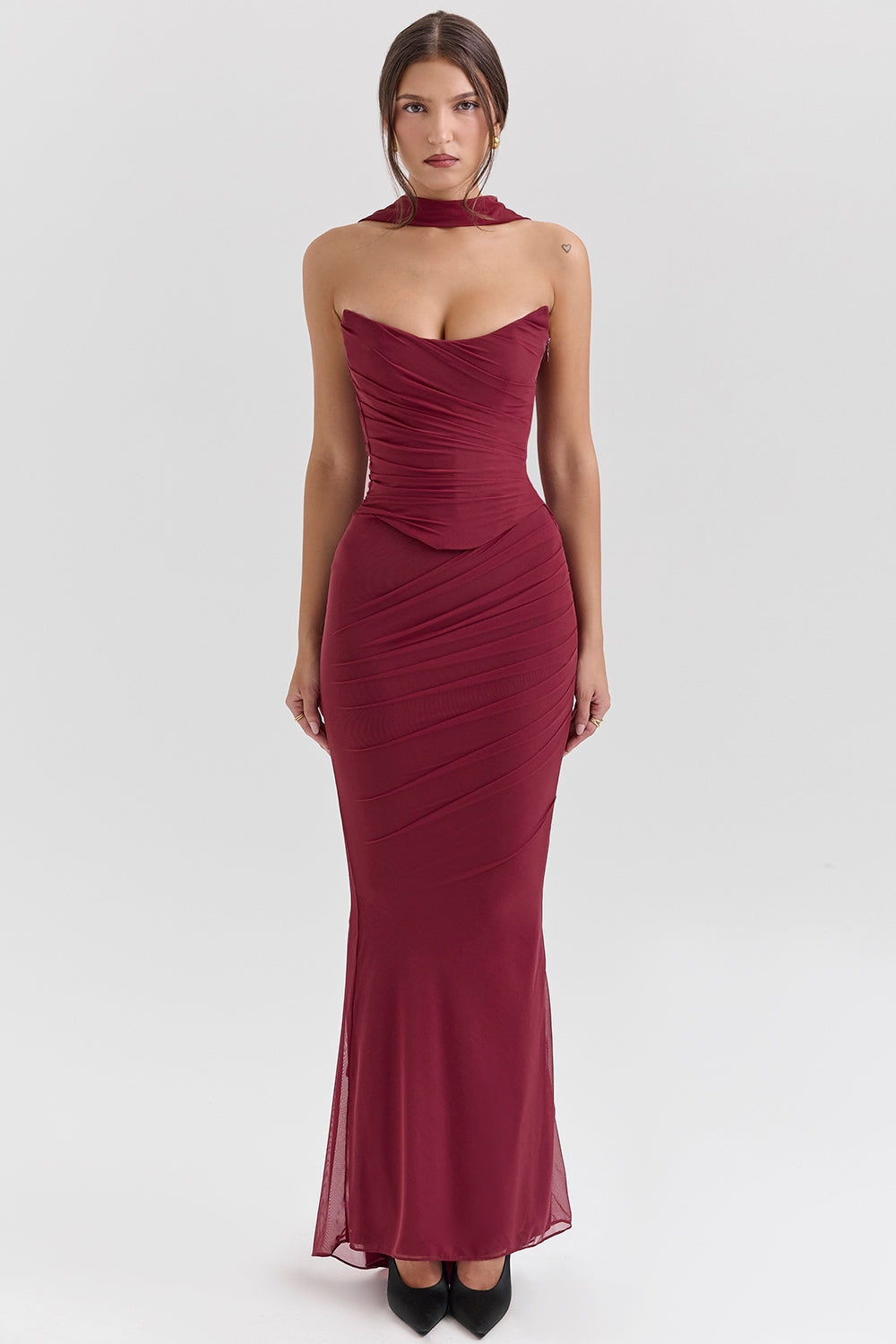 CASSIA CORSET MAXI DRESS-WINE RED – Aclosy