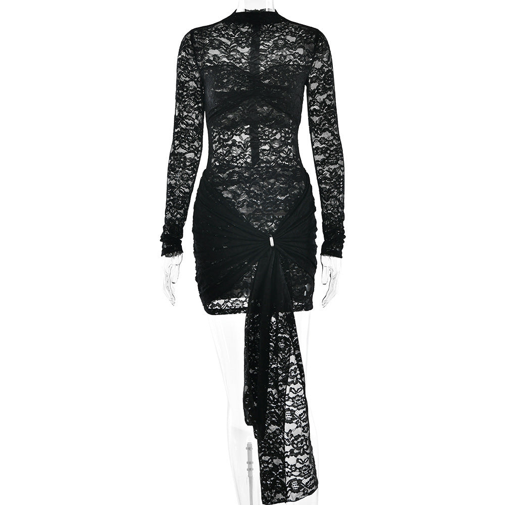 Slim Lace Women's Clothing Dress Long Sleeve aclosy