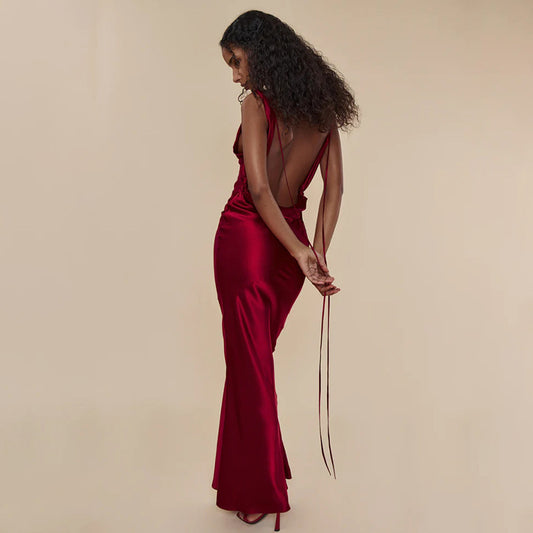 Women's Clothing Banquet Style Evening Lace Up Long Dress aclosy