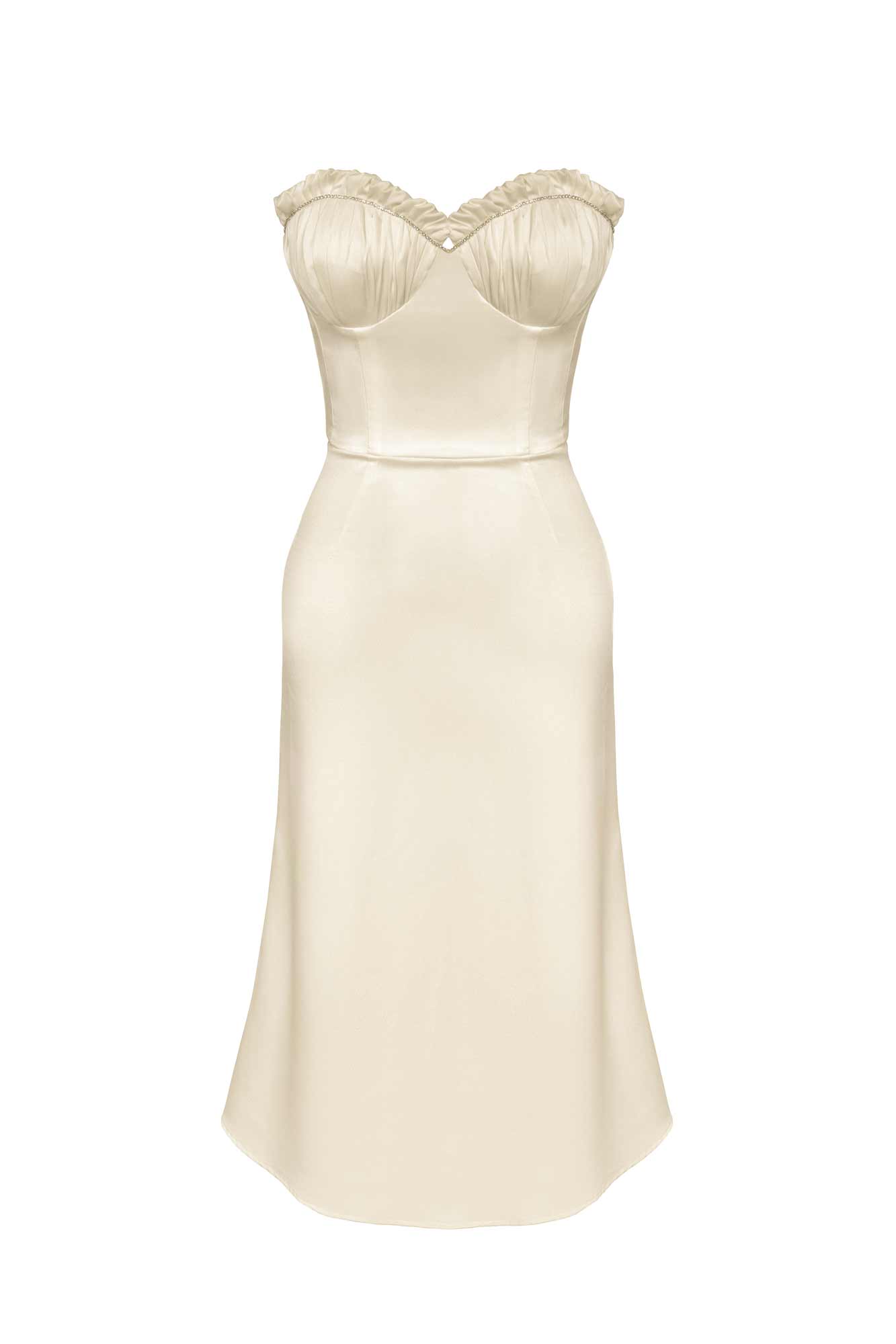 Chest Small Flower Edge Draped Mid-length Dress Aclosy