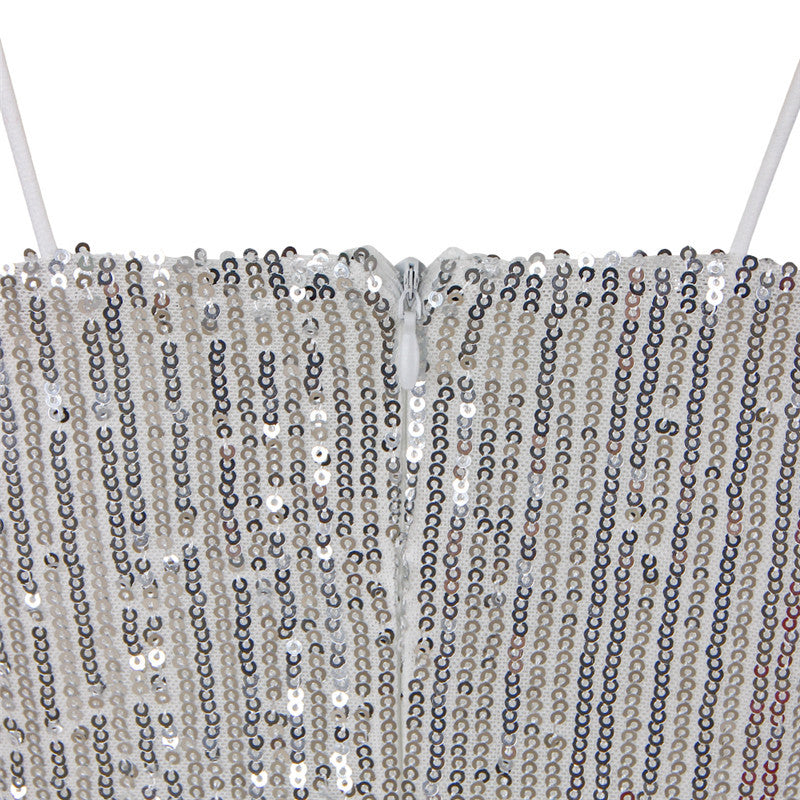 Sequin dress with suspenders Aclosy