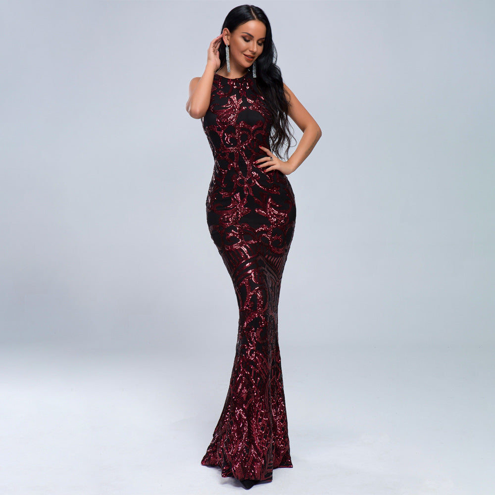 Retro sequin party evening dress Aclosy