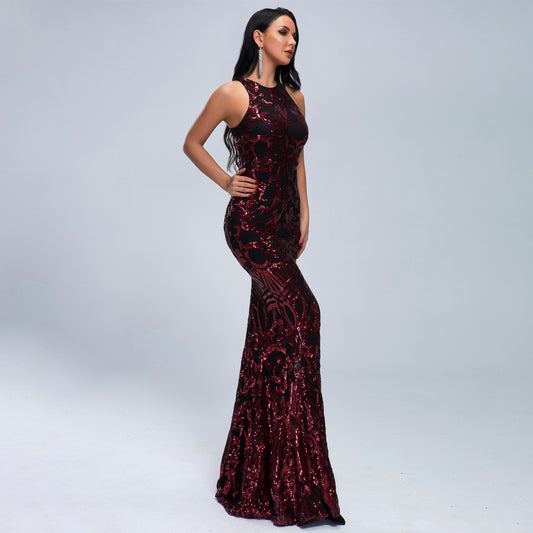 Retro sequin party evening dress Aclosy
