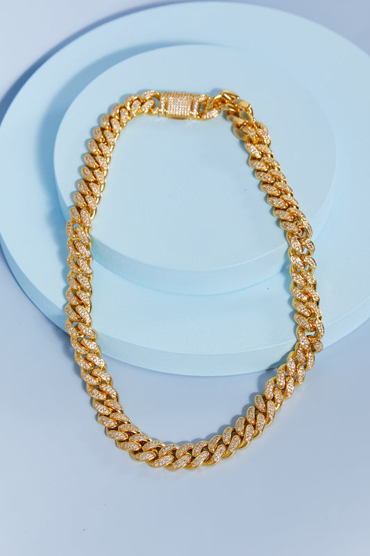 Cubic Zirconia Curb Chain Necklace Trendsi