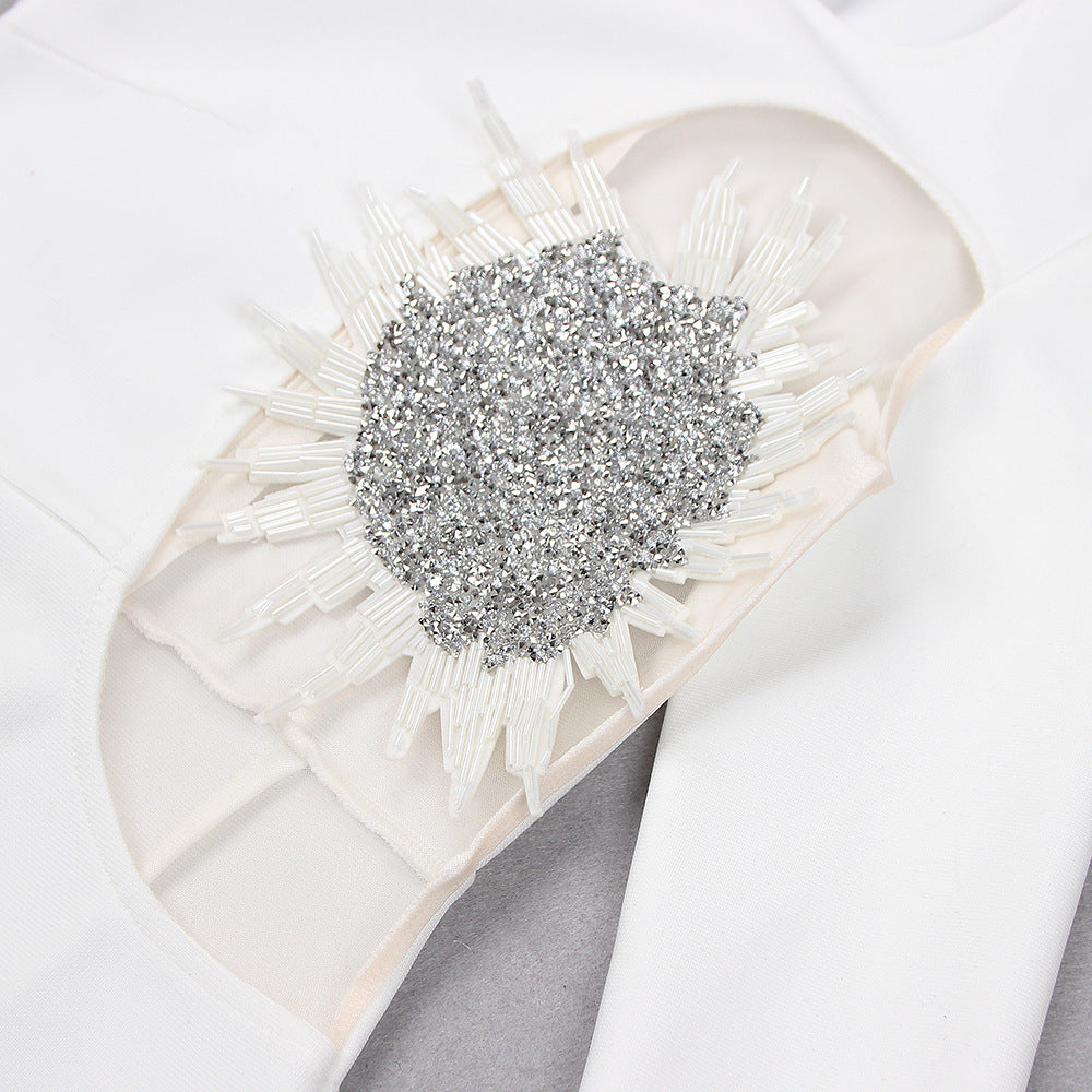 Asur Feather Mini Bandage Dress aclosy