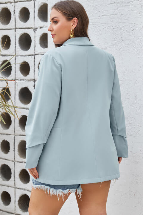 Plus Size Shawl Collar Long Sleeve Blazer Trendsi
