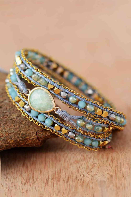 Handmade Teardrop Shape Triple Layer Beaded Bracelet Trendsi