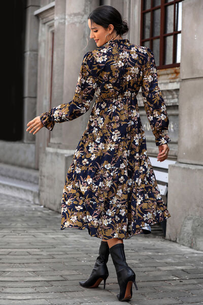 Floral Flounce Sleeve Tiered Dress Trendsi