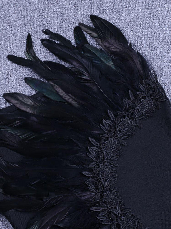 Elite Chest Feather Stitching Bandage Dress aclosy