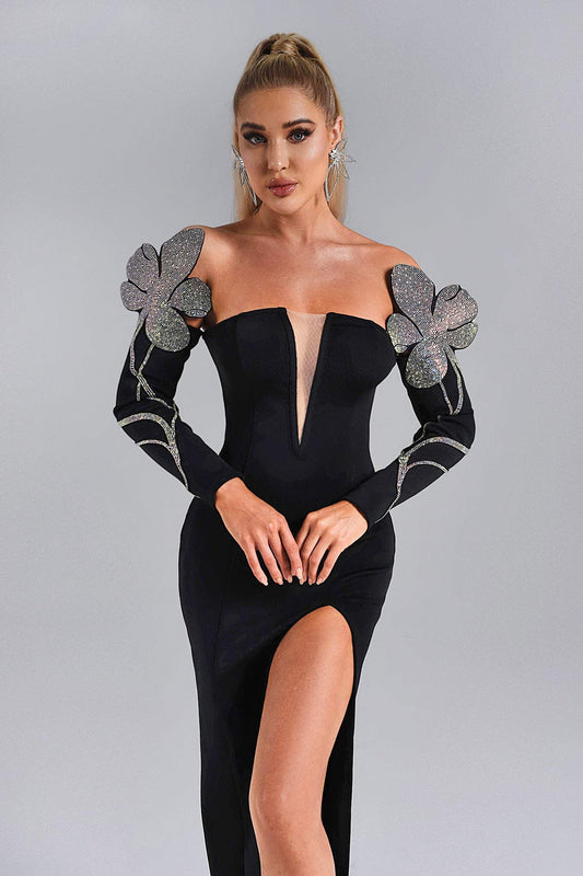 Sheia Off Shoulder Maxi Bandage Dress aclosy