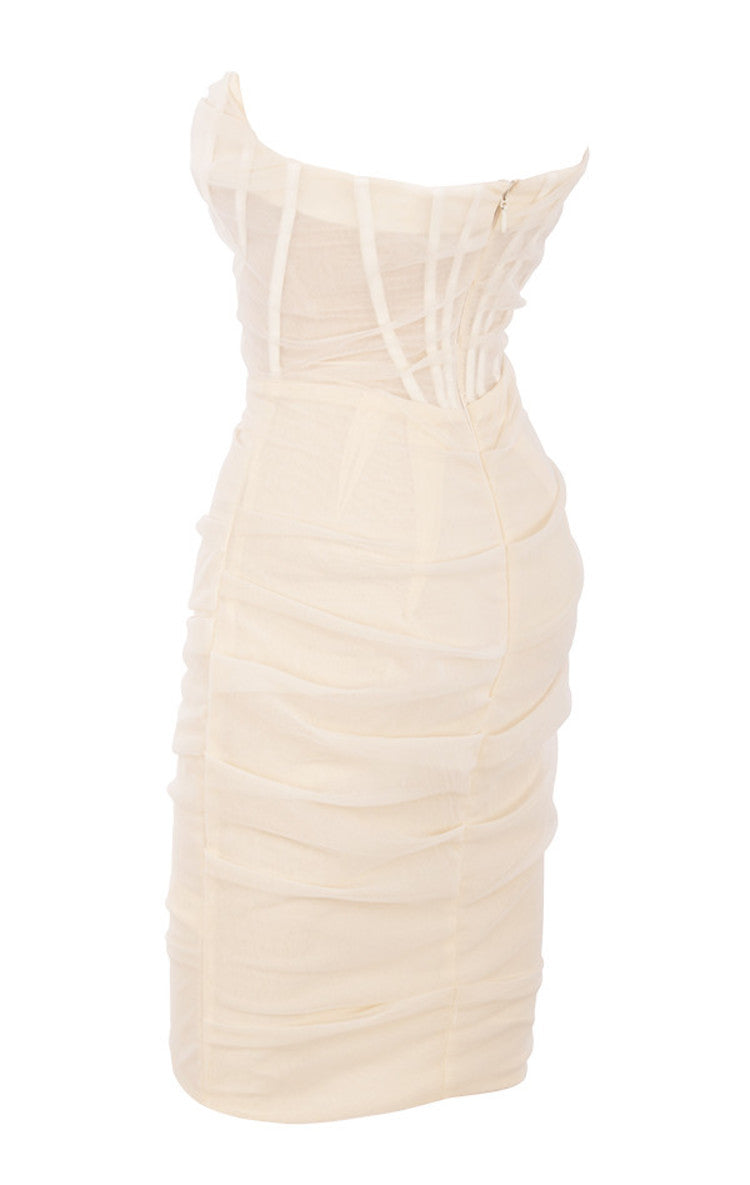 CHIC ELEGANT CORSET MINI DRESS-WHITE ACLOSY