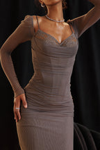 Mesh Stitching Lace Mid-length Dress Aclosy