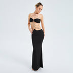 Metal Chain Halterneck Wrap Bust Cutout Party Dress aclosy