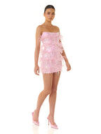 Summer  Women's Tube Top Color Sequined Feather Stitching Short Dress Party Dress aclosy