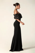 Women's Off-shoulder Split Ruffle Hip Dress Aclosy