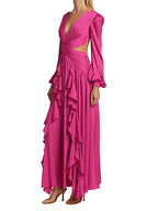 Women's Lace V-Neck Solid Color Fashion Dress Aclosy