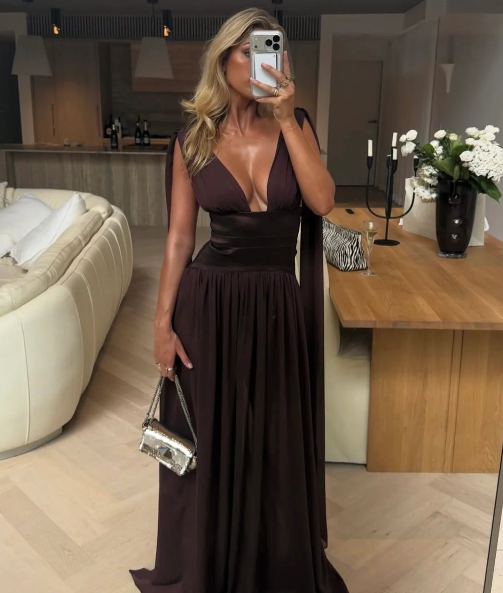 Maelle Draped Chiffon Maxi Dress