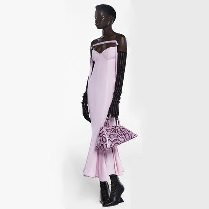 Women's Pink Chain Fishtail Bandage One-piece Dress Aclosy