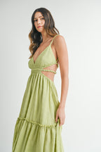 MABLE Cutout Waist Backless Maxi Dress Trendsi