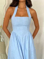 Alera Devine Ruched Halter Neck Midi Dress