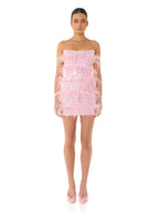 Summer  Women's Tube Top Color Sequined Feather Stitching Short Dress Party Dress aclosy