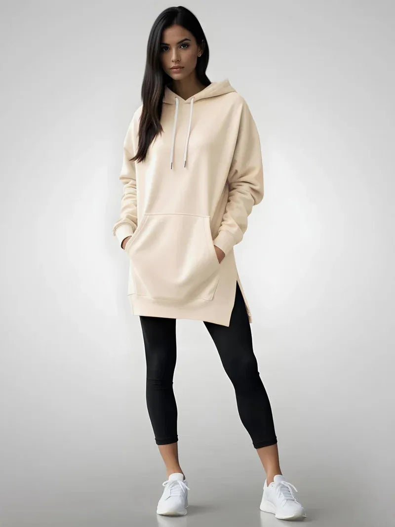 oversized hoodie dress women Miluxas Hoodie Dress for Women Sweatshirt Dress Oversized Casual Split Hem New Fall Winter Pullover Dresses with Pockets Gray, Women's, Size: Small