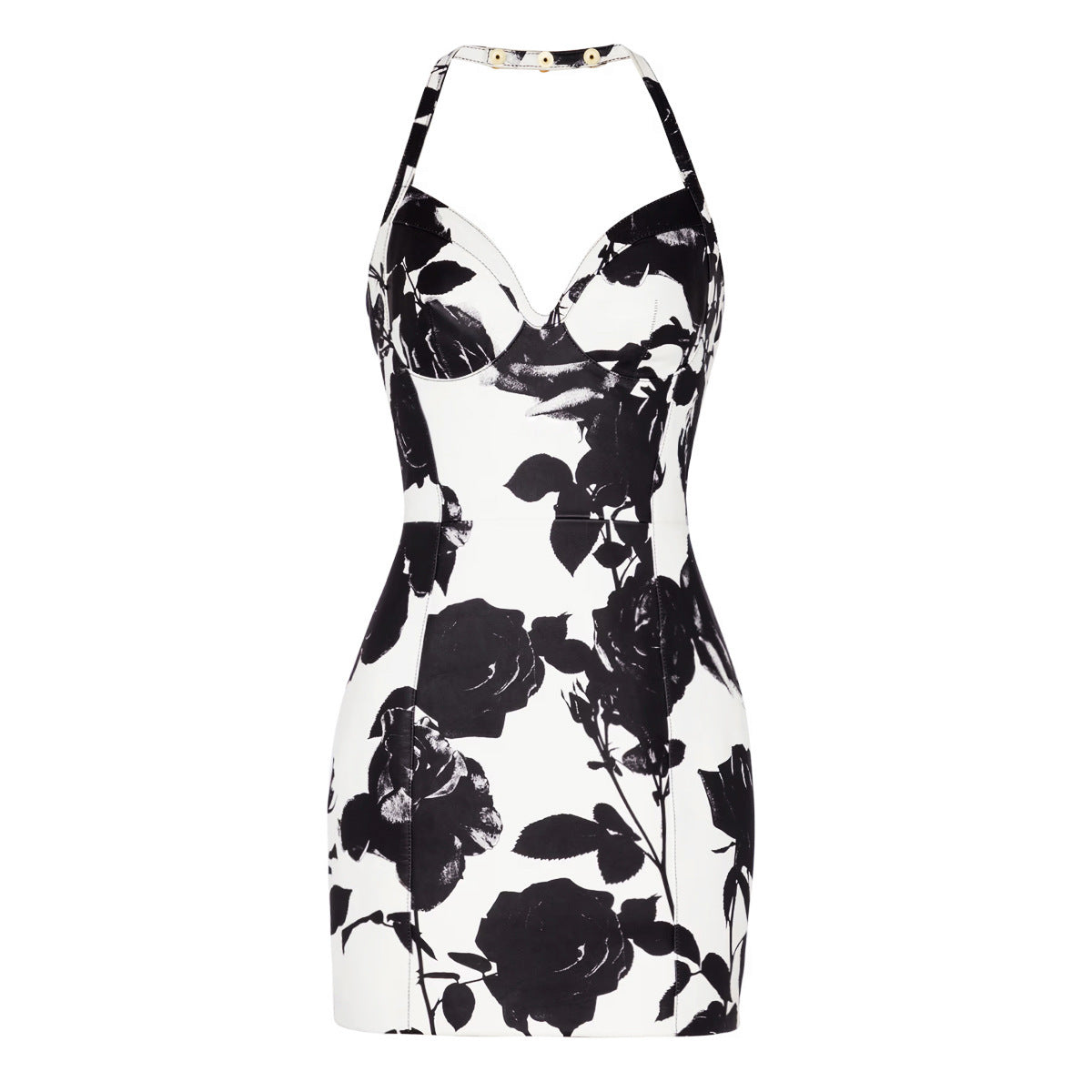 Women's Printed Slim Fit Sexy Halter Sling Dress aclosy