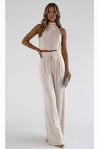 Sashi Suits Casual Sleeveless Midriff-baring sets