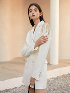 Double-Breasted Woolen Suit Dress Aclosy