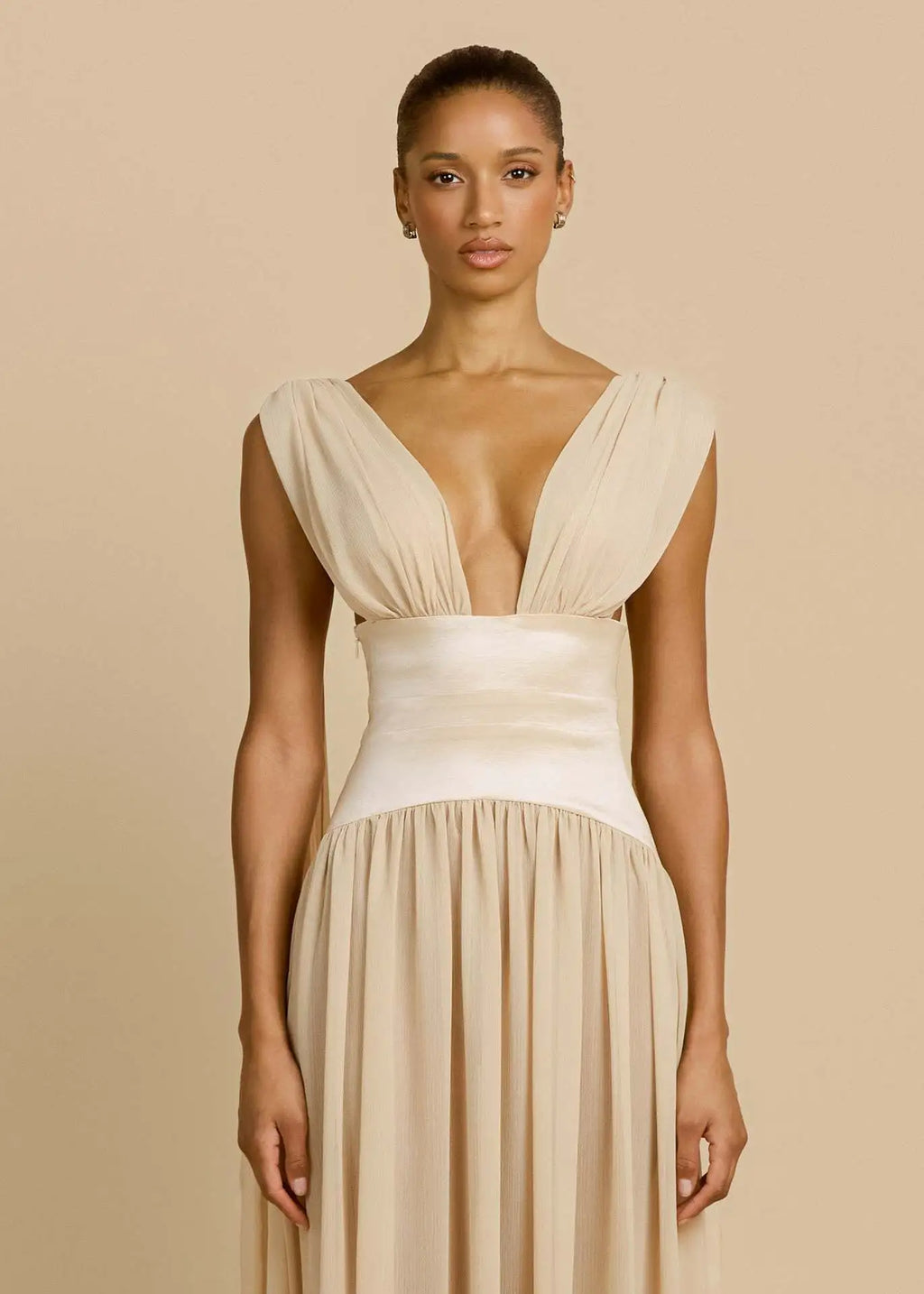 Maelle Draped Chiffon Maxi Dress
