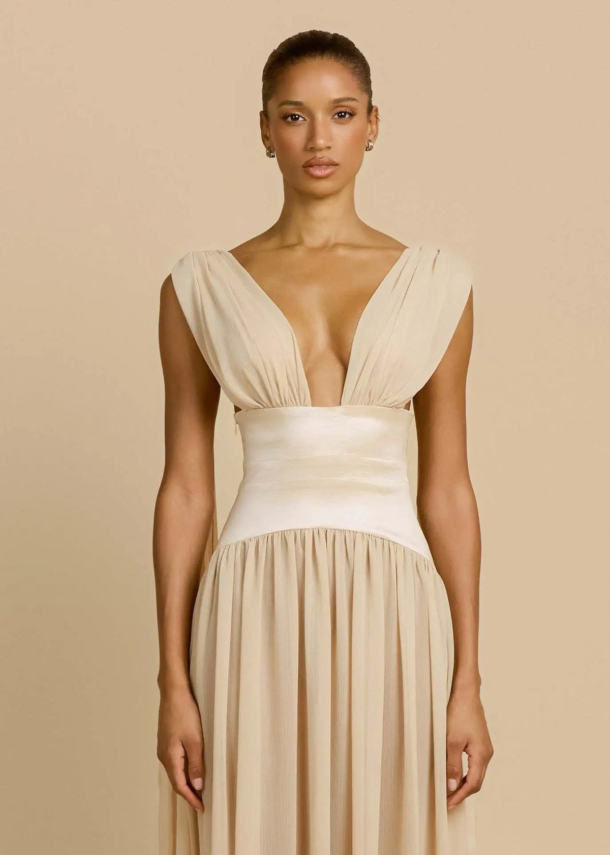 Maelle Draped Chiffon Maxi Dress