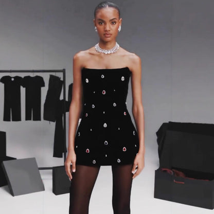 European And American Style Diamond Bandage Dress Aclosy