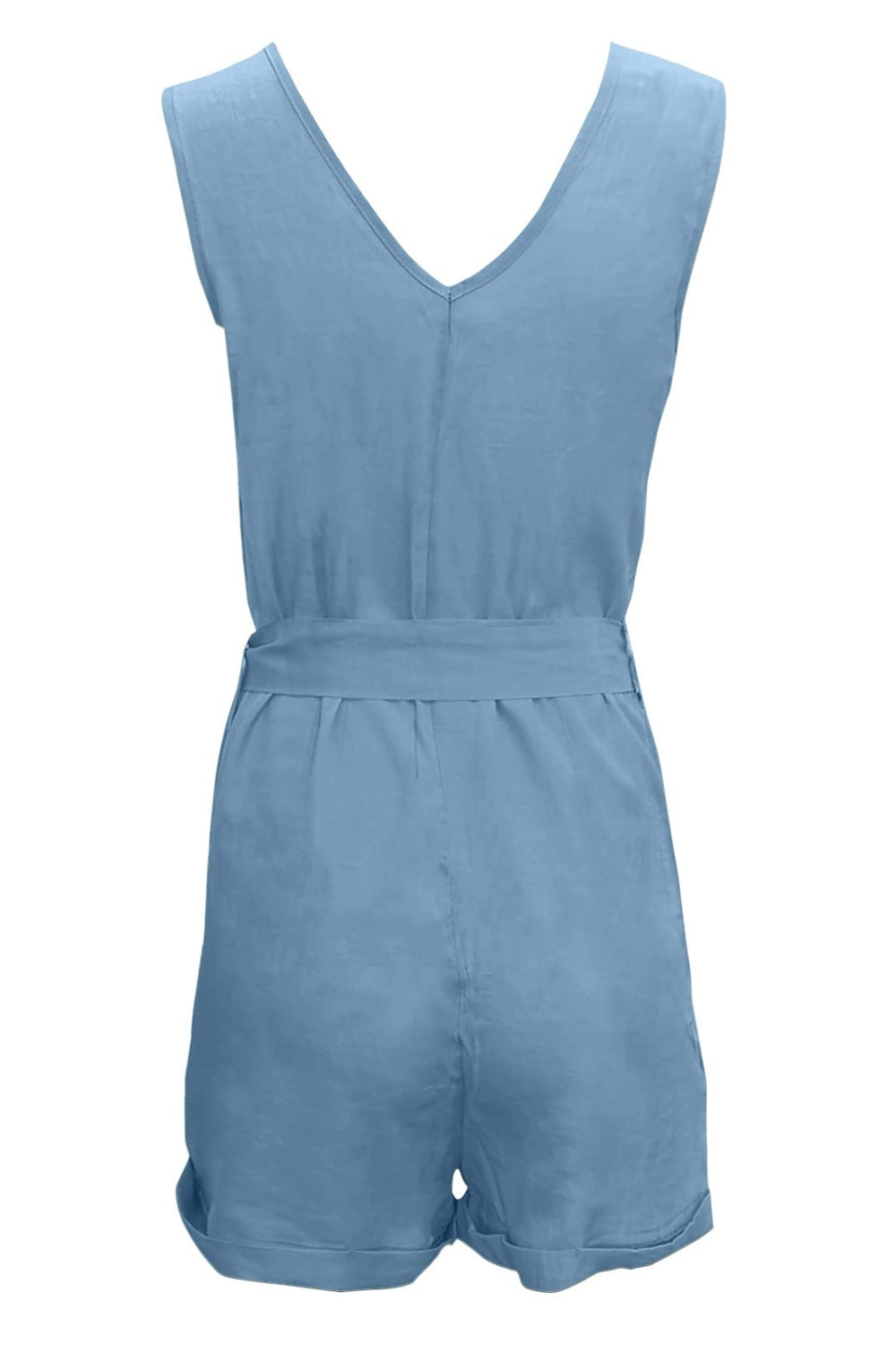 Full Size Tied V-Neck Sleeveless Romper with Pockets Trendsi